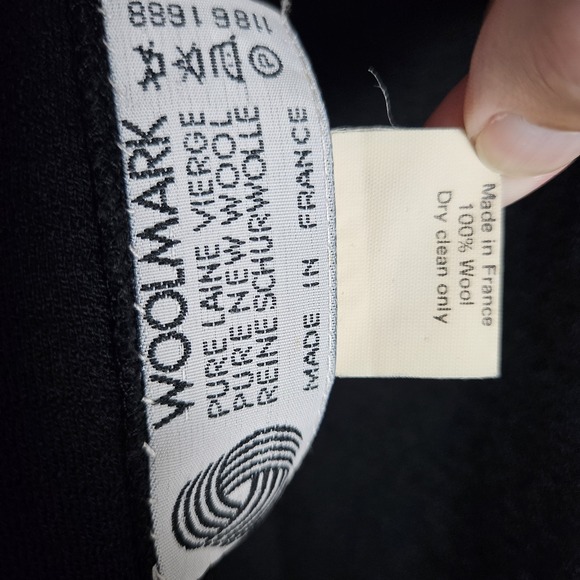 Sonia Rykiel Paris Womens Open Front Cape 100% Wool Slit Back Long Sleeves Black - Picture 4 of 9